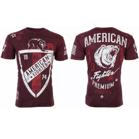 American Fighter Other - AMERICAN FIGHTER Cincinnati Burgundy Athletic Fit Mens Crewneck T-shirt L XL NWT